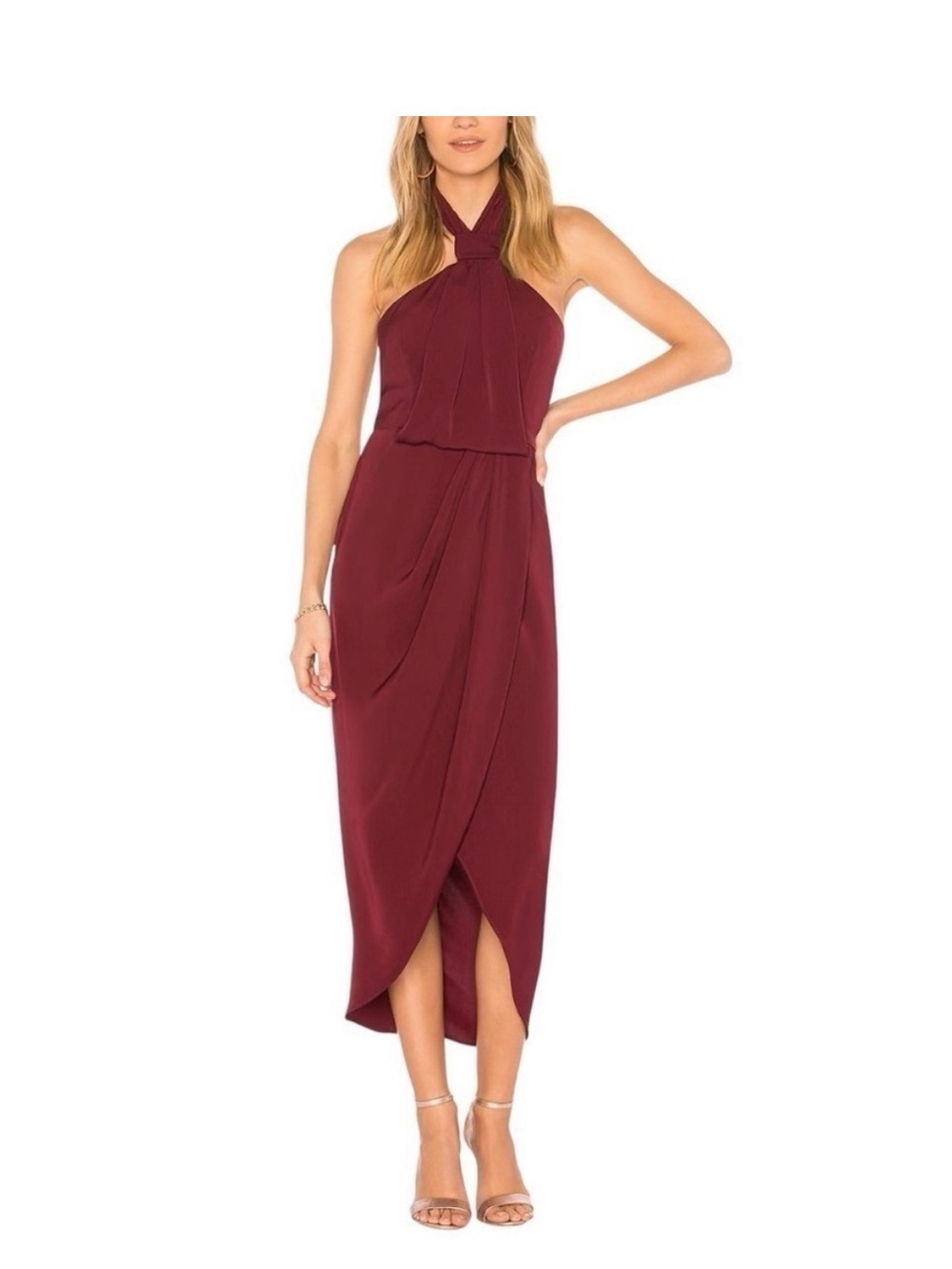 SHONA JOY x REVOLVE Core Knot Draped Dress in Burgundy